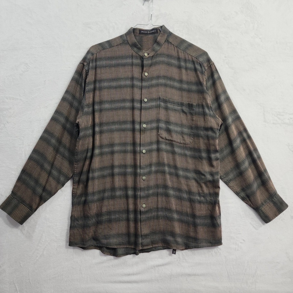 Vintage Jhane Barnes Shirt Mens‎ L Multicolor Striped Button Front Long Sleeve